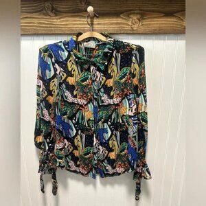 Anthropologie Maeve Masha Volnova Carmiel Buttondown Jungle Animal Print Size 10